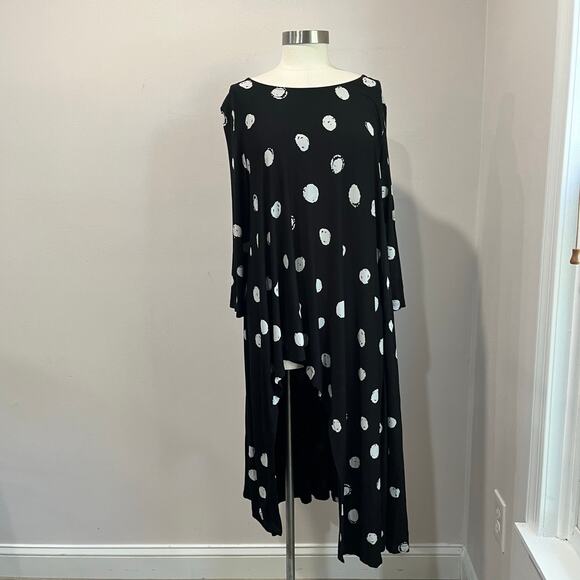 Alembika Black White Polka Dot Asymmetrical High Low Dress Size 4 Lagenlook - Picture 7 of 8